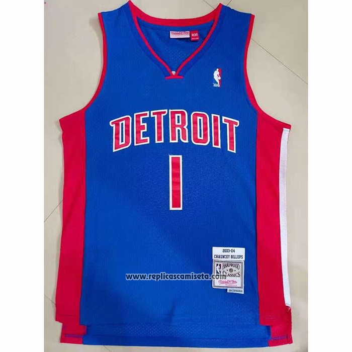 Camiseta Detroit Pistons Chauncey Billups #1 Mitchell & Ness 2003-04 Azul